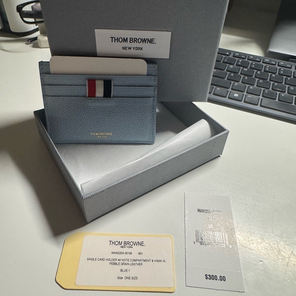 Thom Browne Blue Leather Card Holder